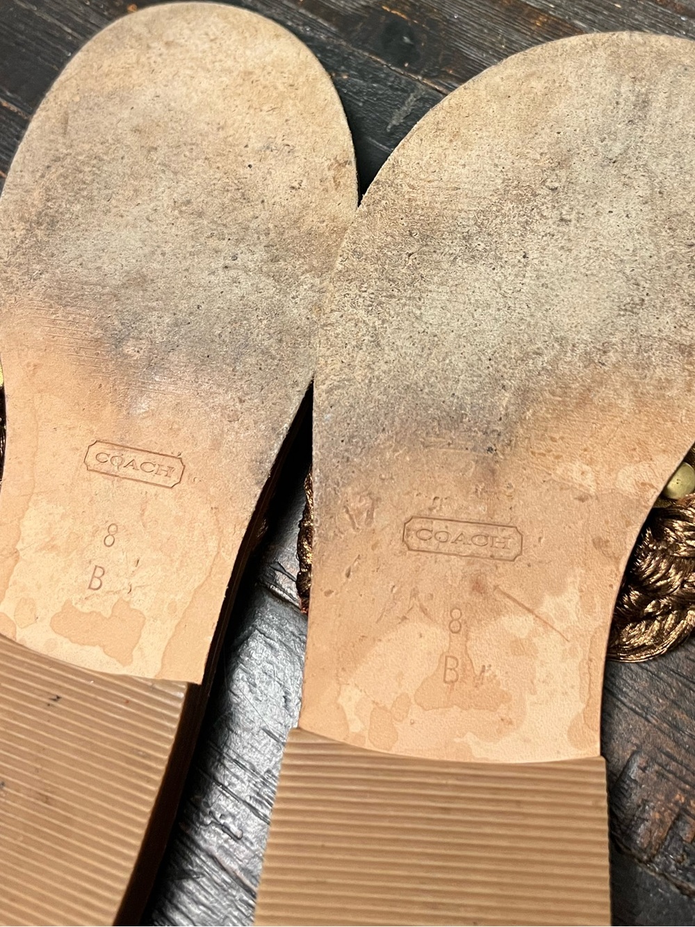 Coach Copper Braided Signature Footbed Flip-Flops Sandals - Picture 5 of 10